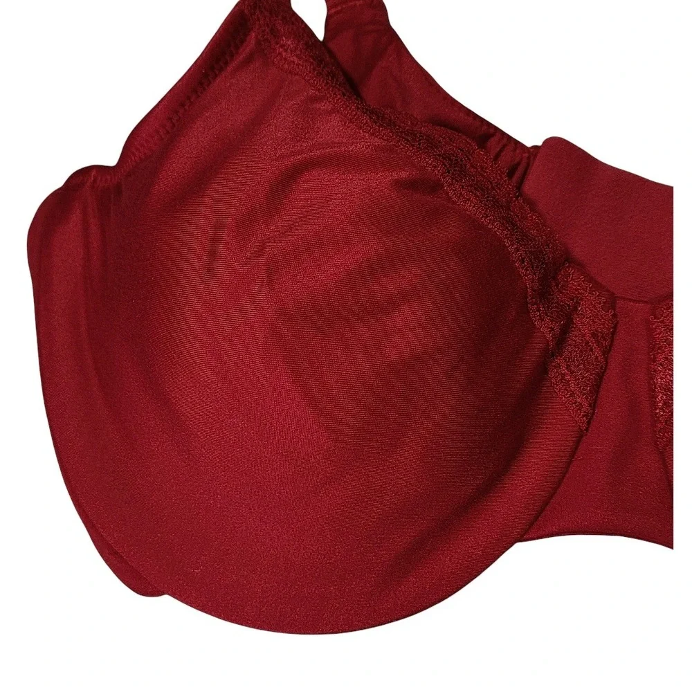 Wacoal Bra 34C Womens Red Underwire Lace Trim Full Coverage 855213 Lingerie